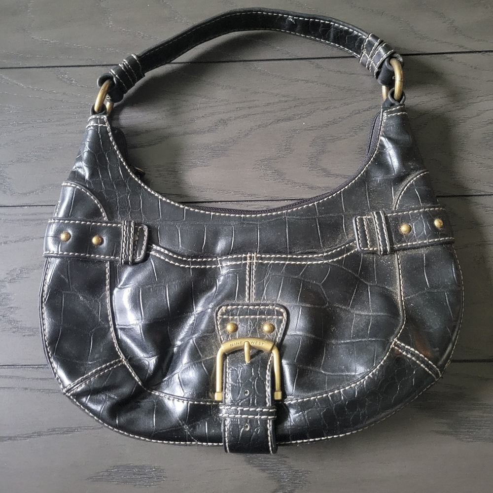Nine west bag shoulder bag Purse handbag black buckle